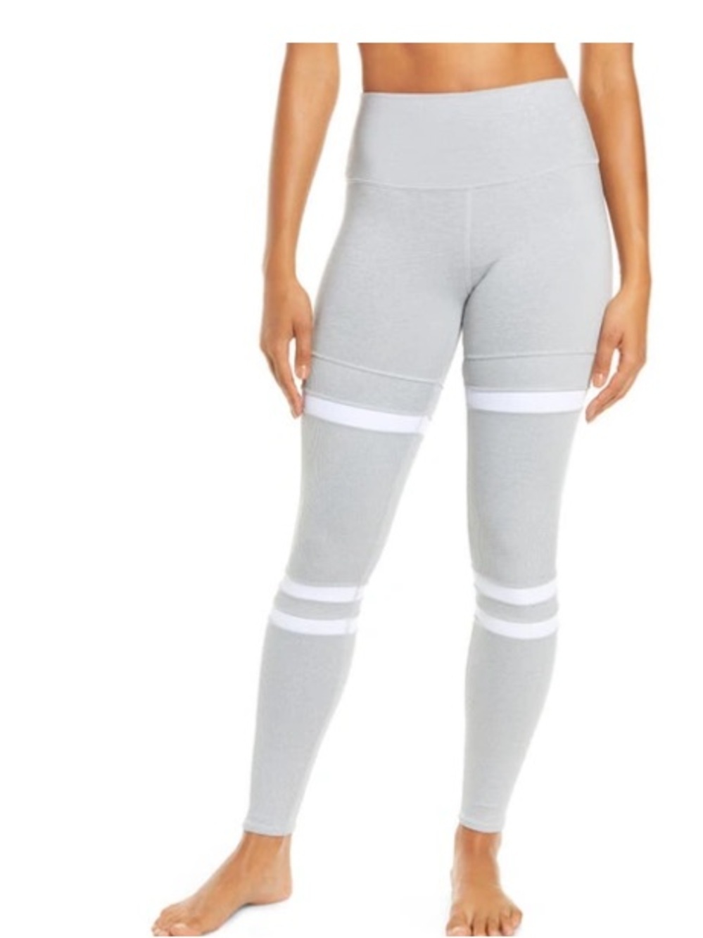 ALO YOGA Legit High Waist Leggings In Athletic Heather Grey/ White XS